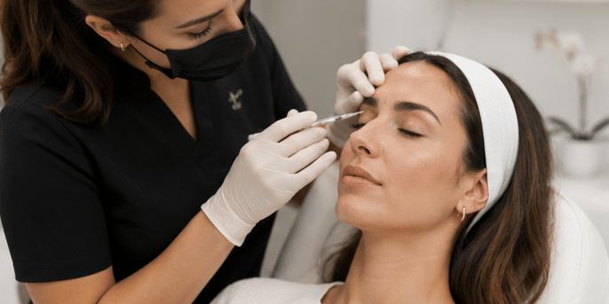 Provider administering cosmetic Botox injections