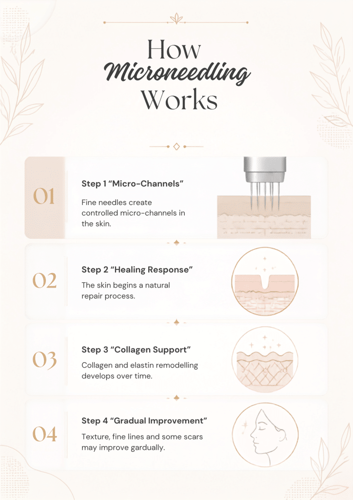 Infographic showing how microneedling works